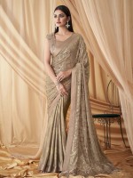 Chiku Georgette And Shimmer Satin Saree